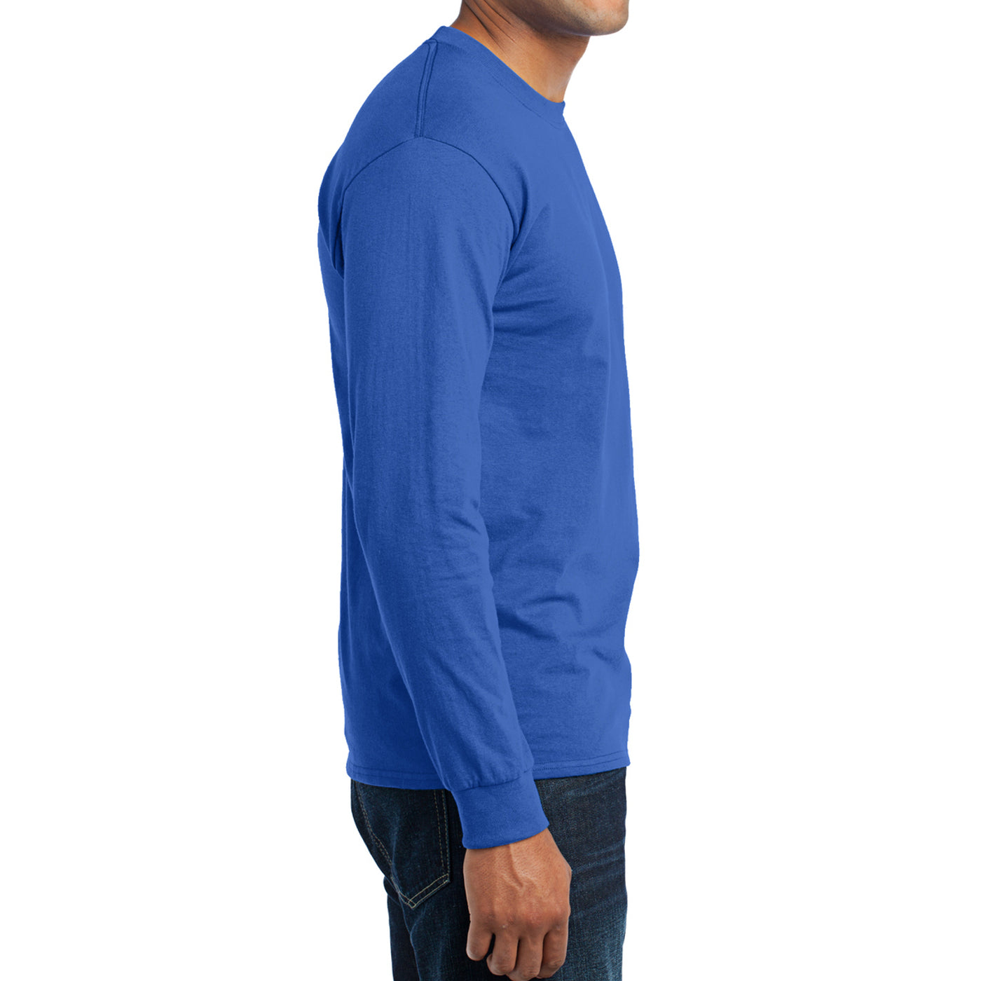 Men's Long Sleeve Core Blend Tee - Royal – Side
