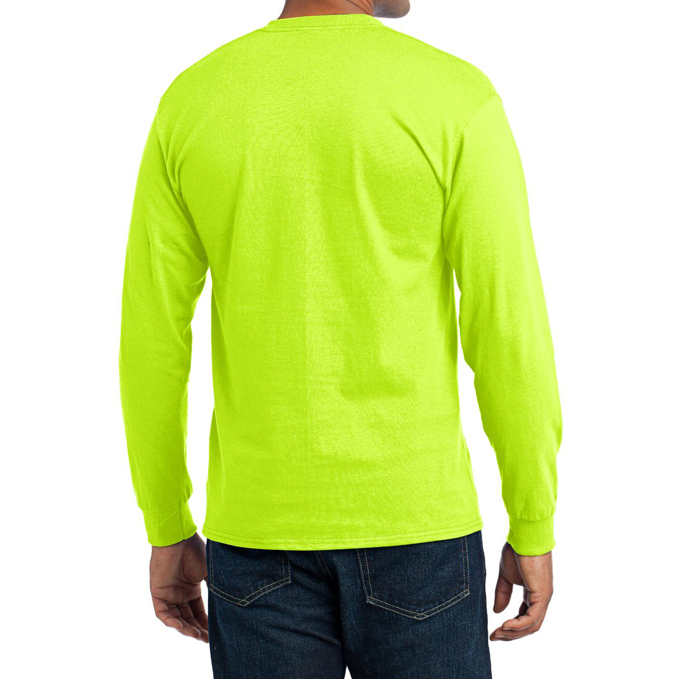 Men's Long Sleeve Core Blend Tee - Safety Green – Back
