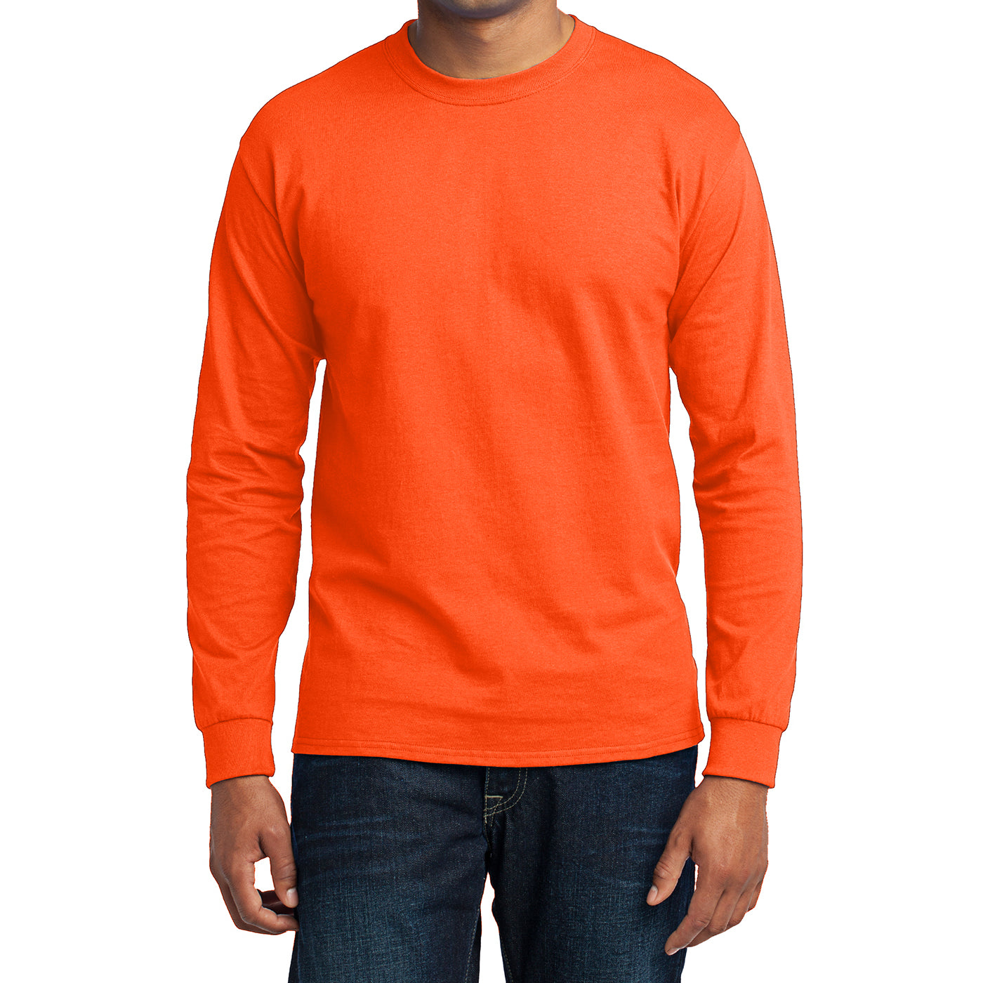 Men's Long Sleeve Core Blend Tee - Safety Orange – Front