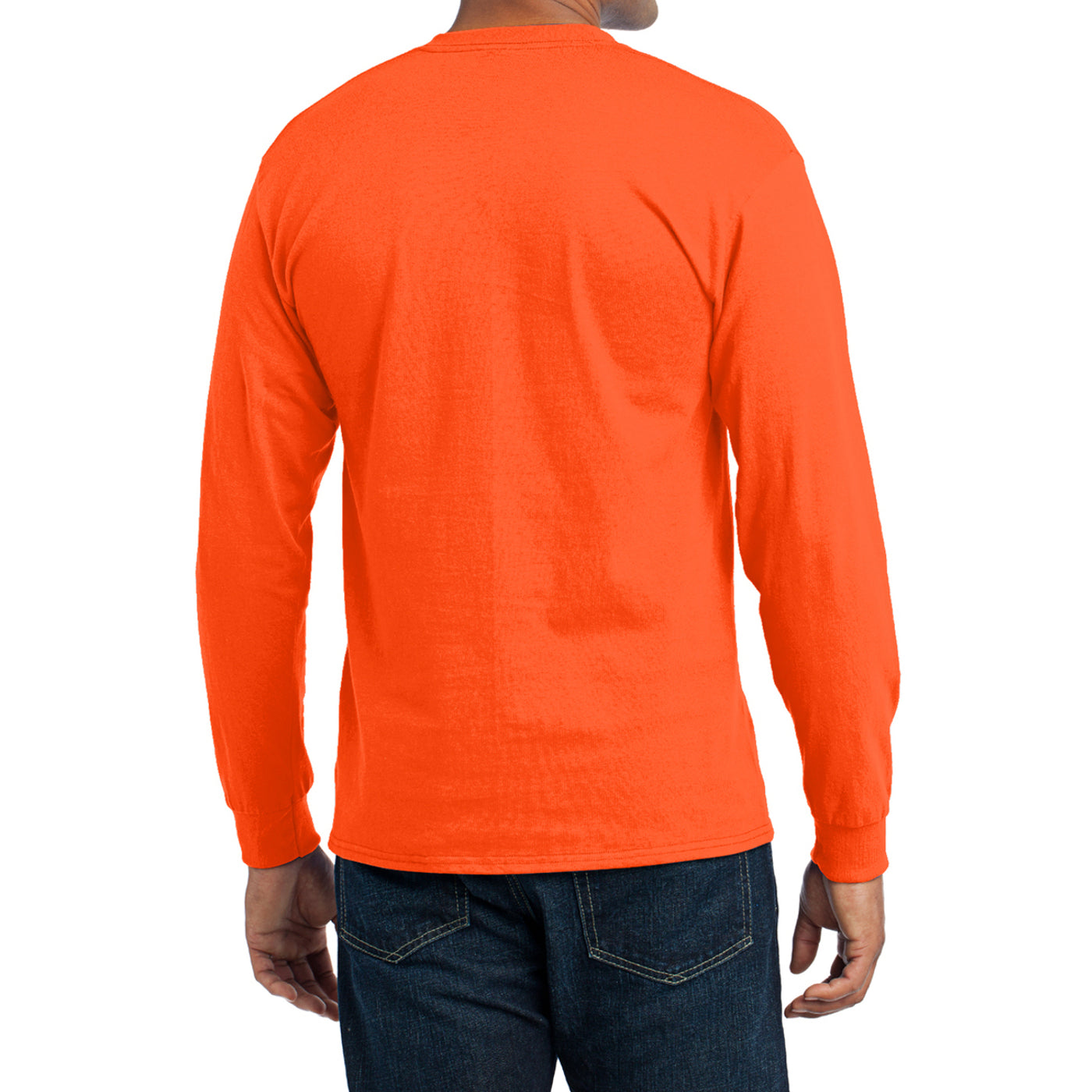Men's Long Sleeve Core Blend Tee - Safety Orange – Back