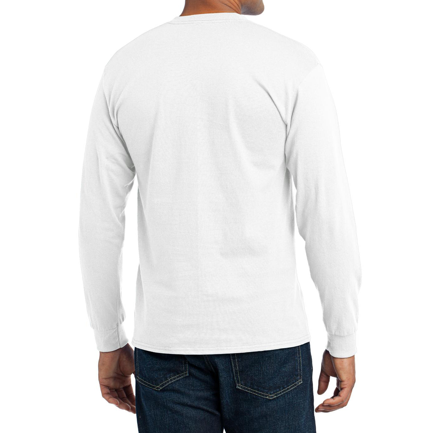 Men's Long Sleeve Core Blend Tee - White – Back