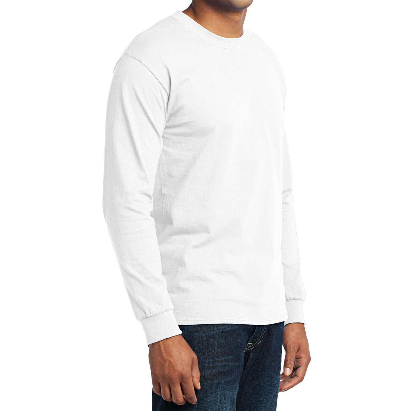 Men's Long Sleeve Core Blend Tee - White – Side