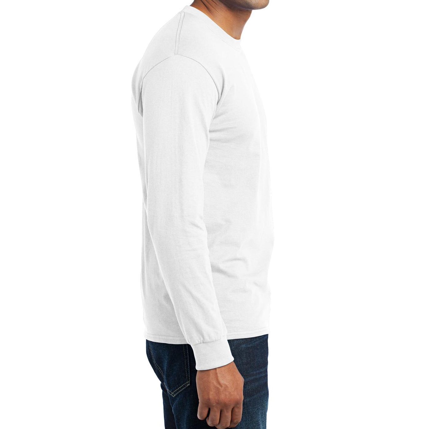 Men's Long Sleeve Core Blend Tee - White – Side