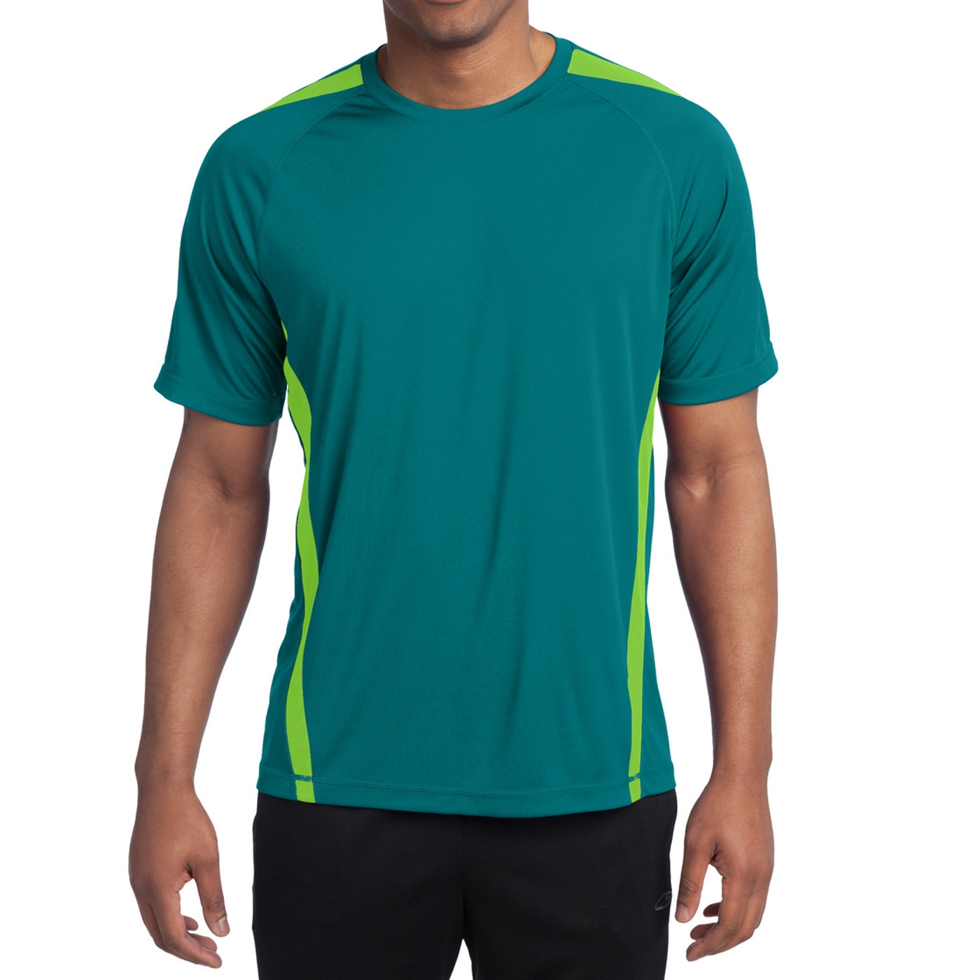 Men's Colorblock PosiCharge Competitor Tee - Tropic Blue/ Lime Shock