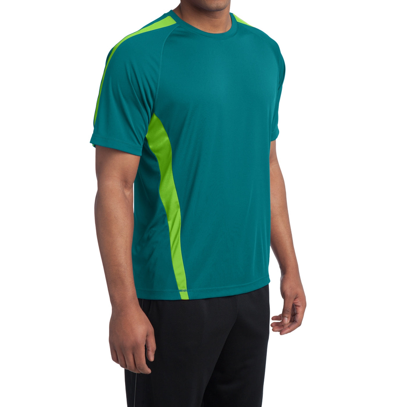 Men's Colorblock PosiCharge Competitor Tee - Tropic Blue/ Lime Shock