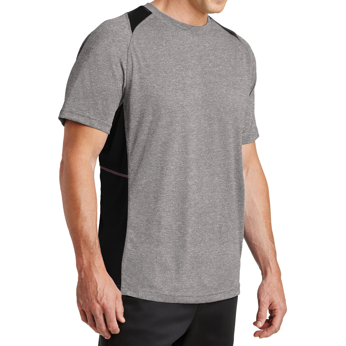 Men's Heather Colorblock Contender Tee Vintage Heather/ Black Side