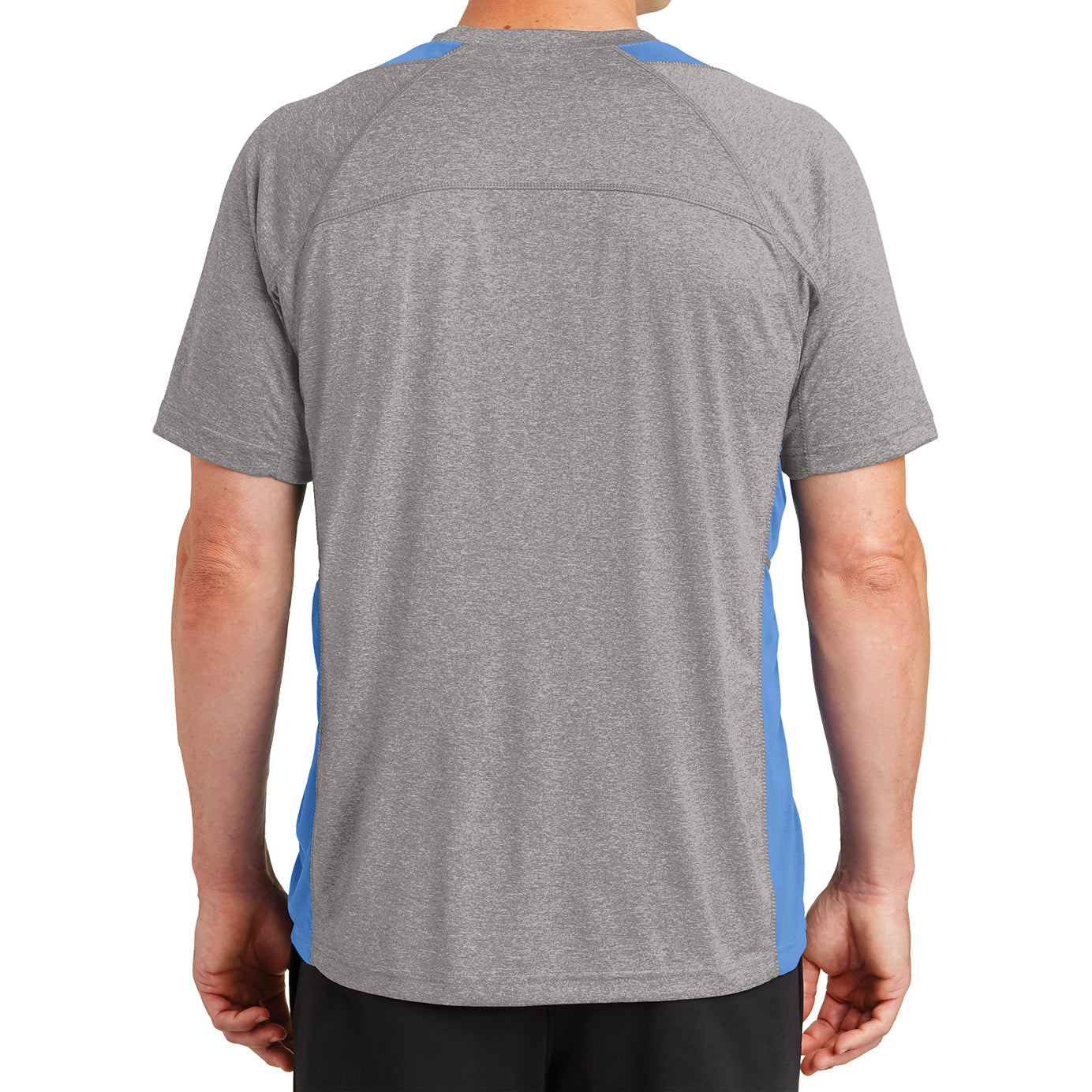 Men's Heather Colorblock Contender Tee Vintage Heather/ Carolina Blue Back