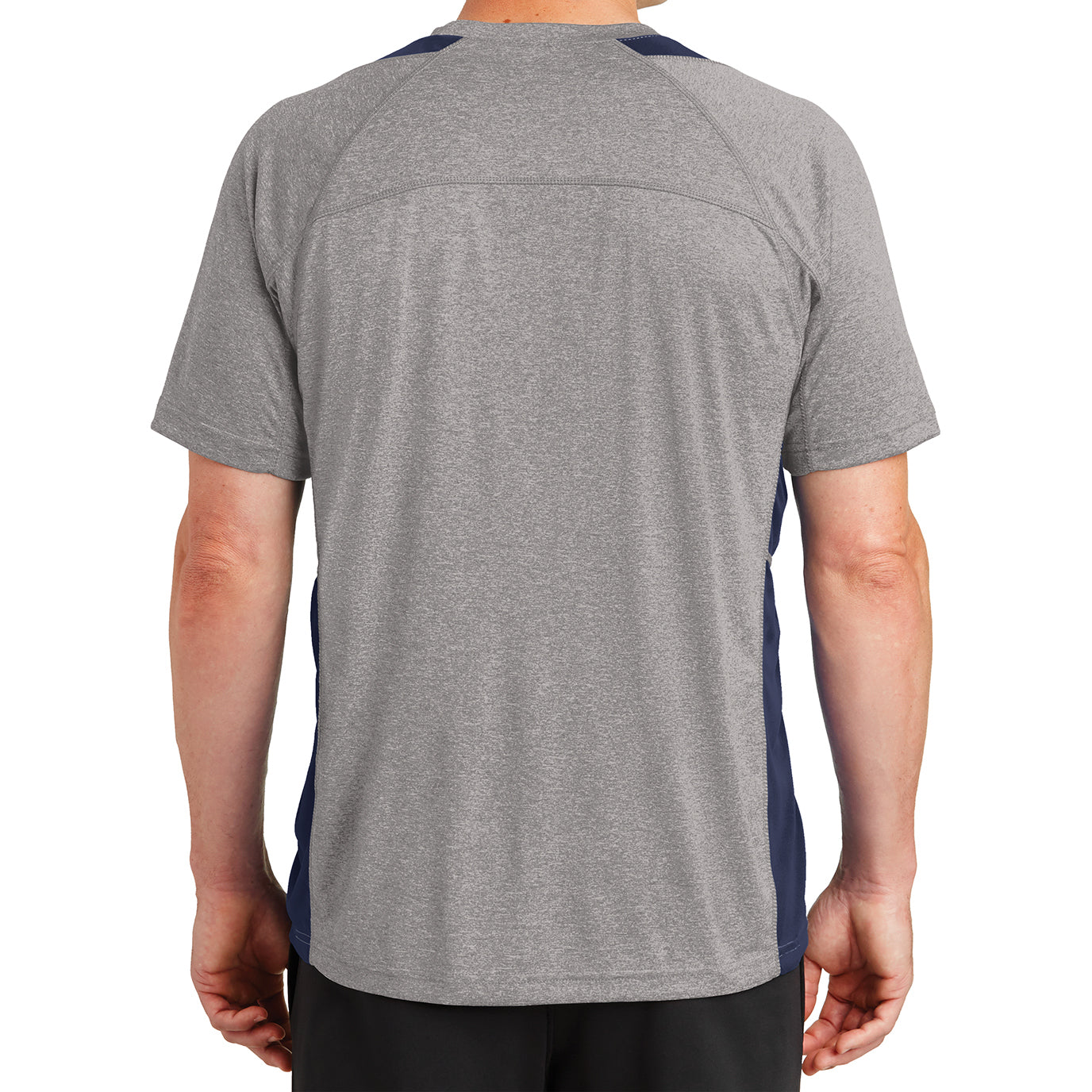 Men's Heather Colorblock Contender Tee Vintage Heather/ True Navy Back