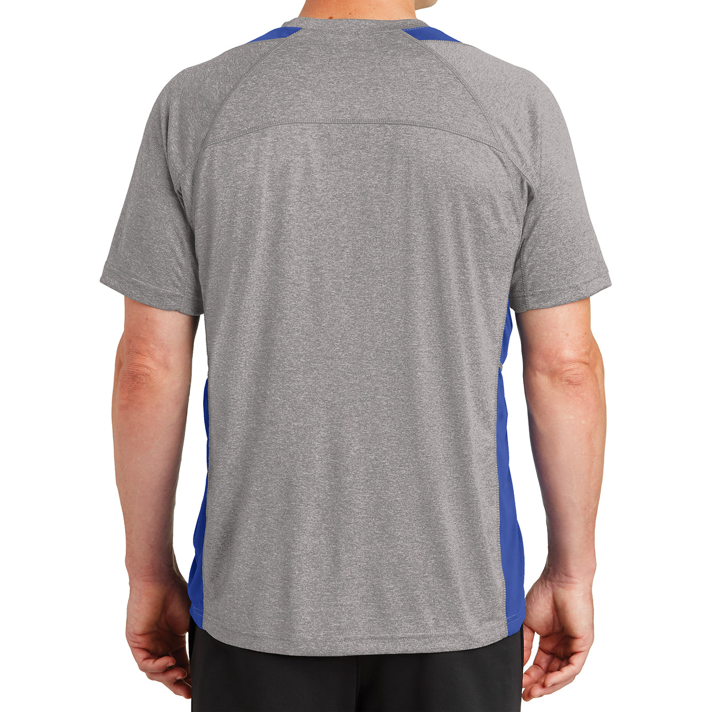 Men's Heather Colorblock Contender Tee Vintage Heather/ True Royal Back