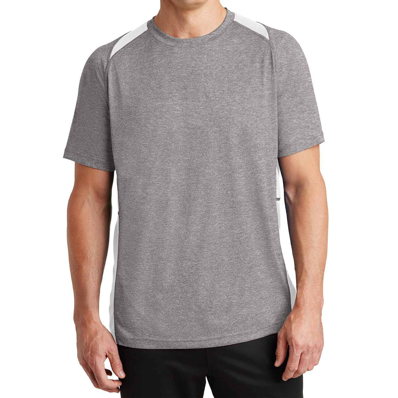 Men's Heather Colorblock Contender Tee Vintage Heather/ White Front