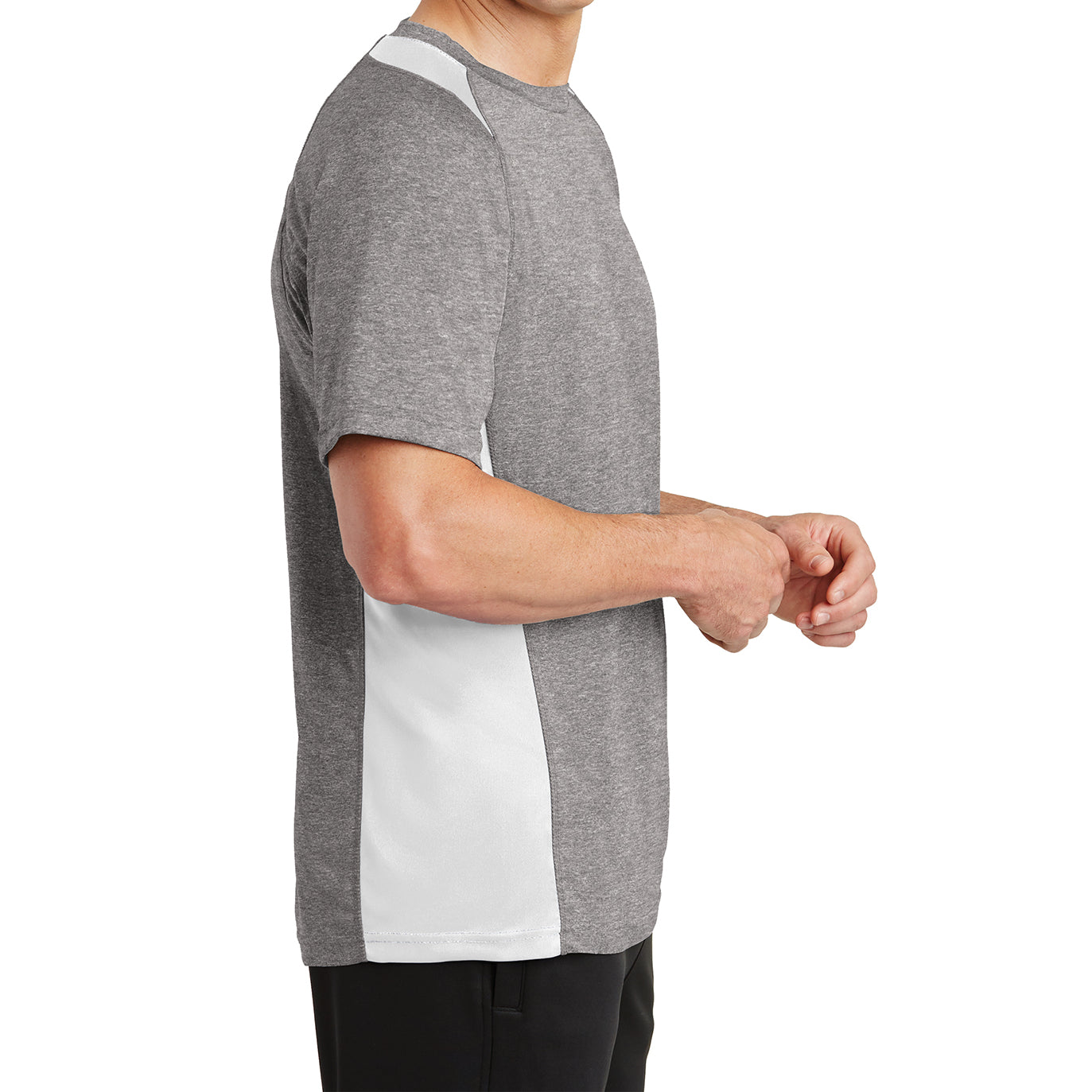 Men's Heather Colorblock Contender Tee Vintage Heather/ White Side