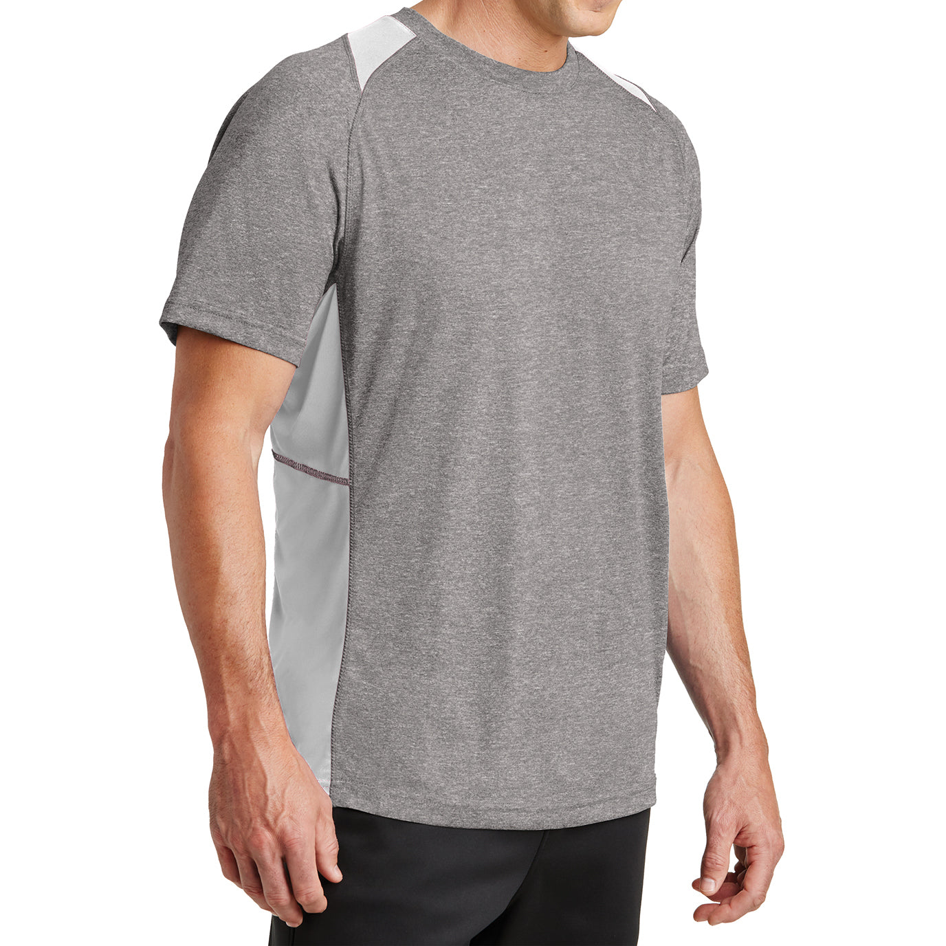 Men's Heather Colorblock Contender Tee Vintage Heather/ White Side