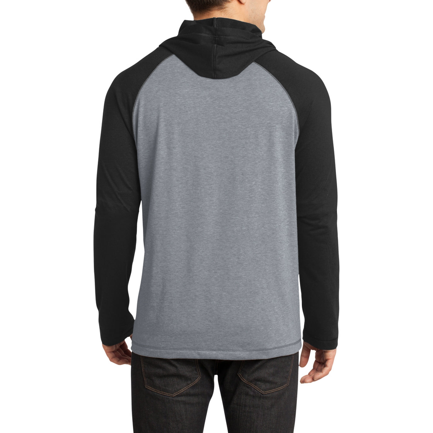 Men's Young 50/50 Raglan Hoodie - Black/ Heathered Nickel