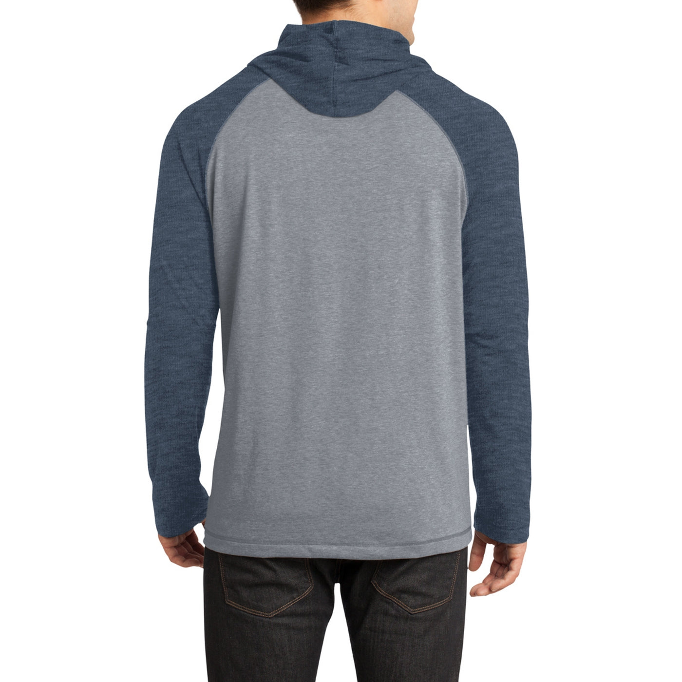 Men's Young 50/50 Raglan Hoodie - Heathered Dark Navy/ Heathered Nickel