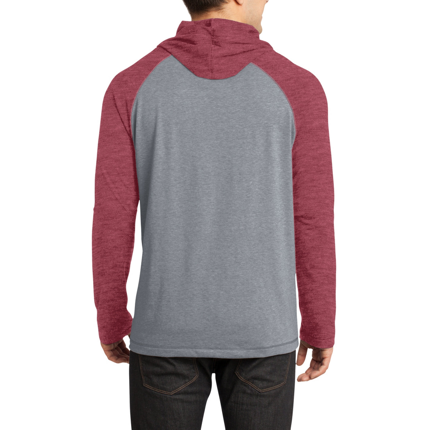 Men's Young 50/50 Raglan Hoodie - Heathered Deep Red/ Heathered Nickel