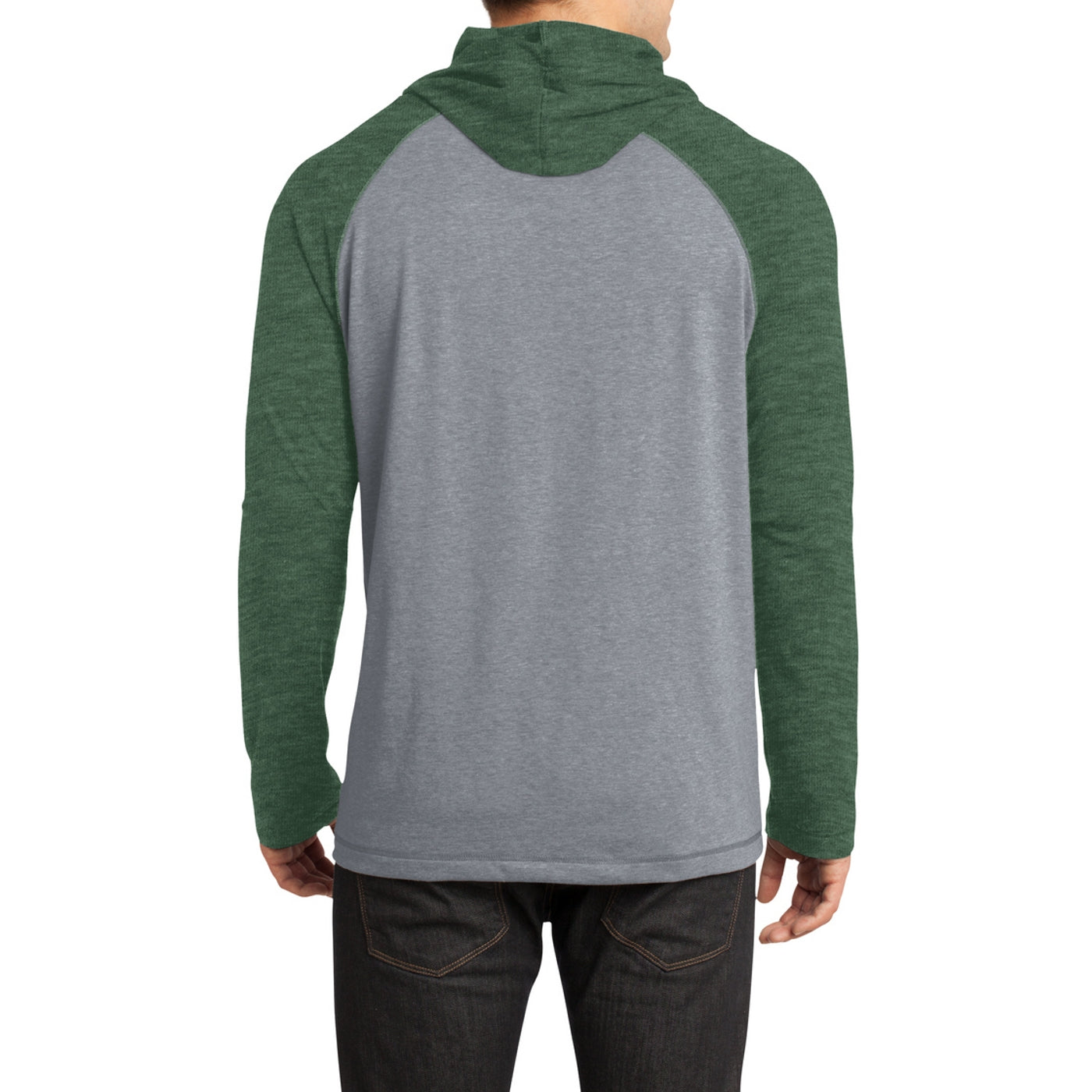 Men's Young 50/50 Raglan Hoodie - Heathered Forest Green/ Heathered Nickel