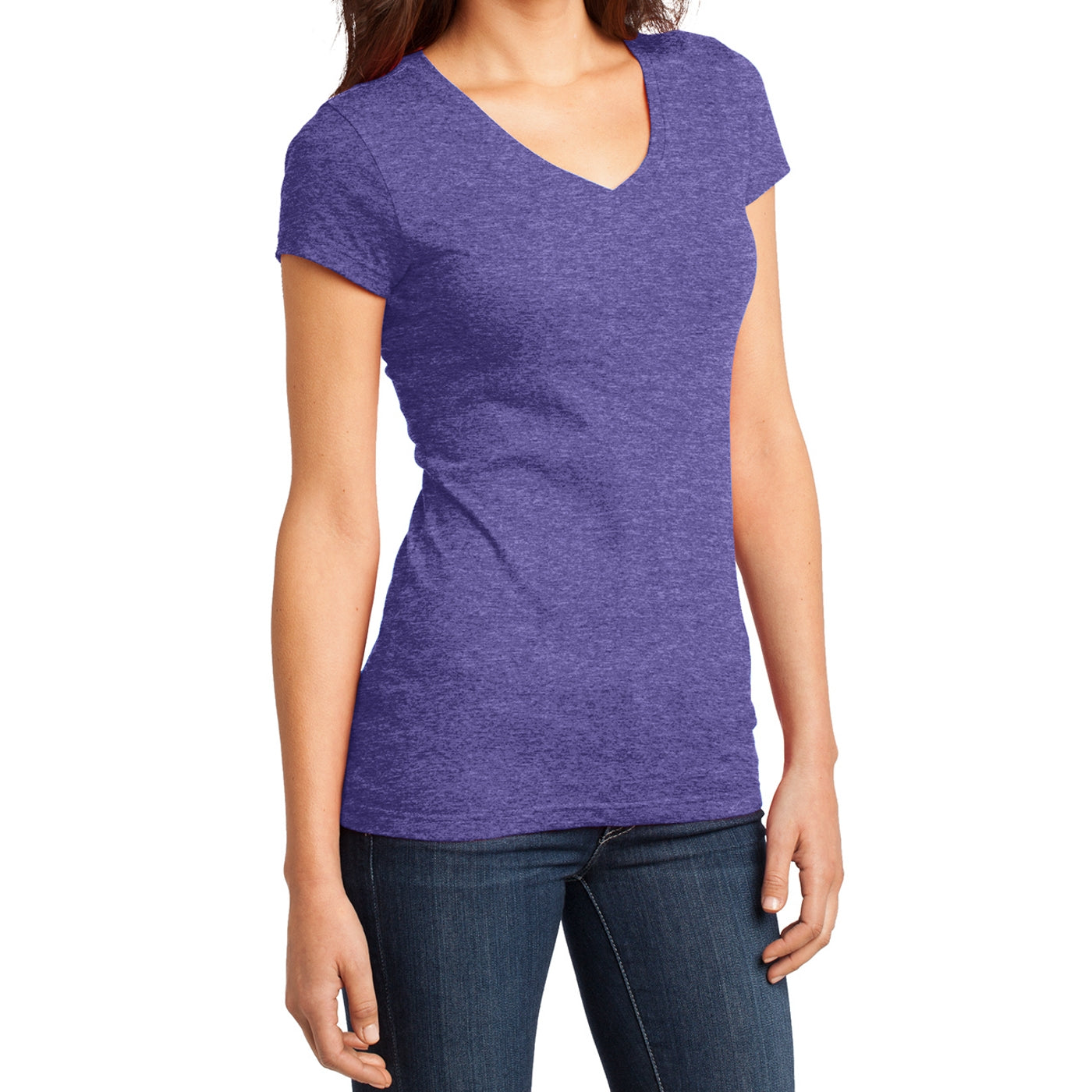 Women's Juniors Very Important Tee V-Neck - Heathered Purple