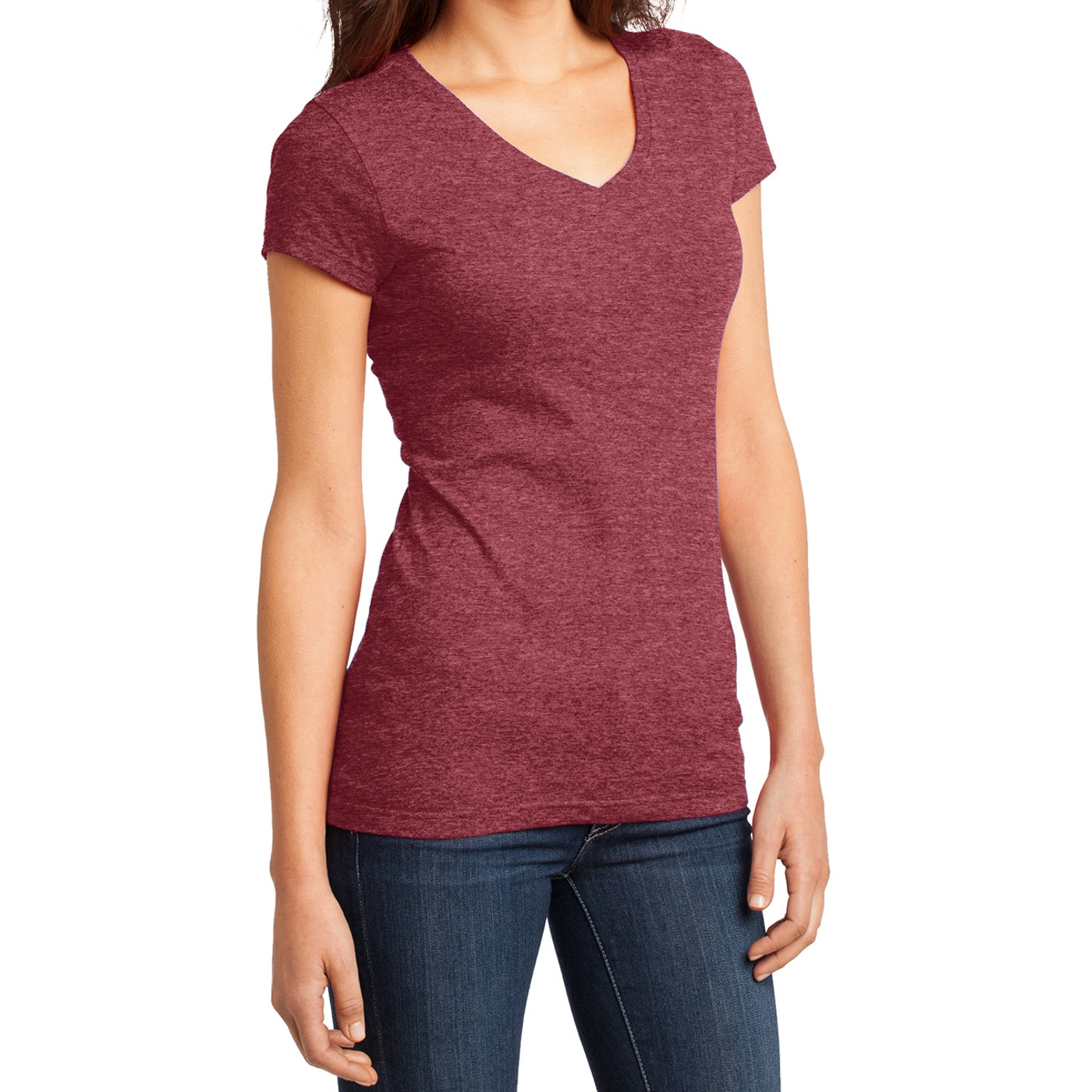 Women's Juniors Very Important Tee V-Neck - Heathered Red