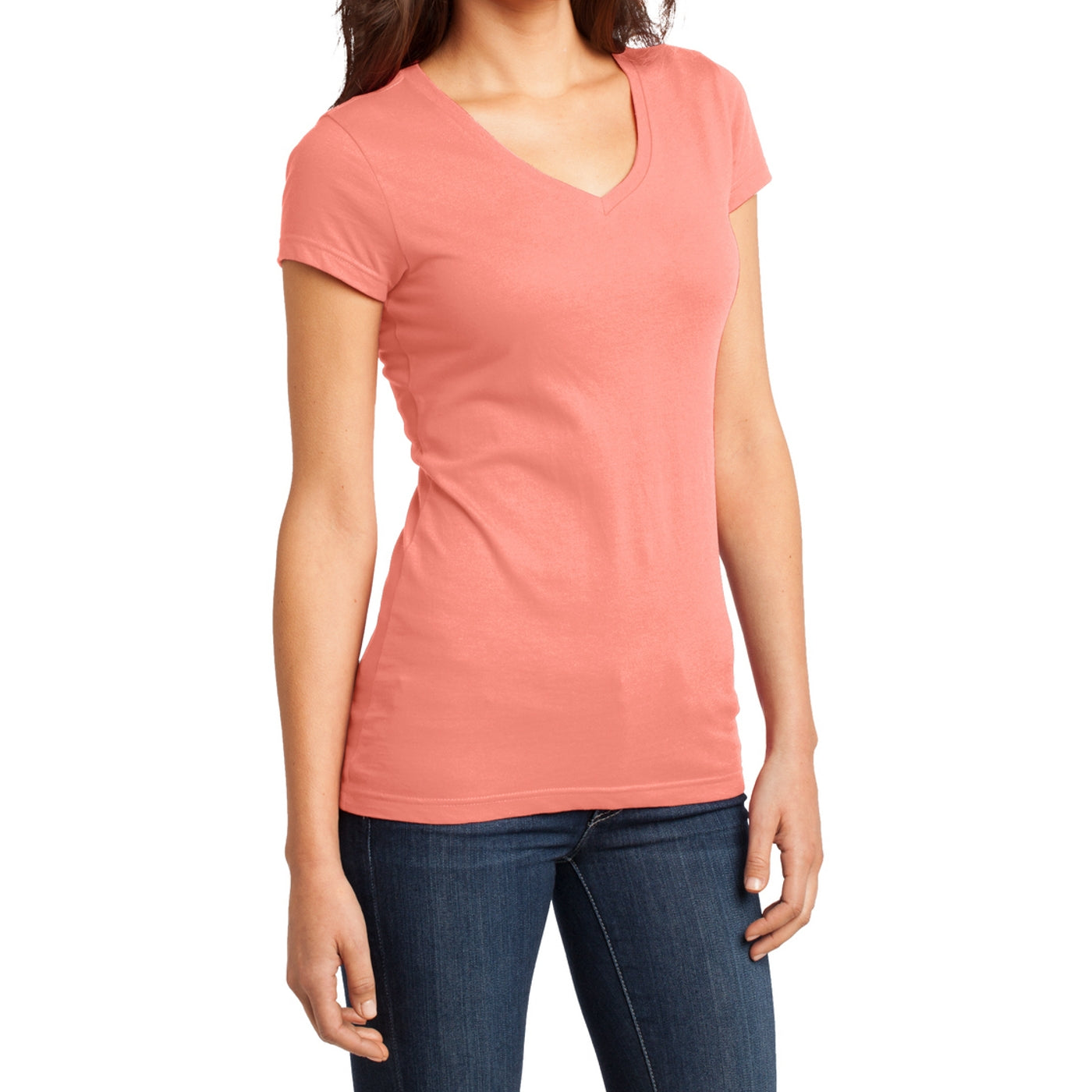 Women's Juniors Very Important Tee V-Neck - Peach