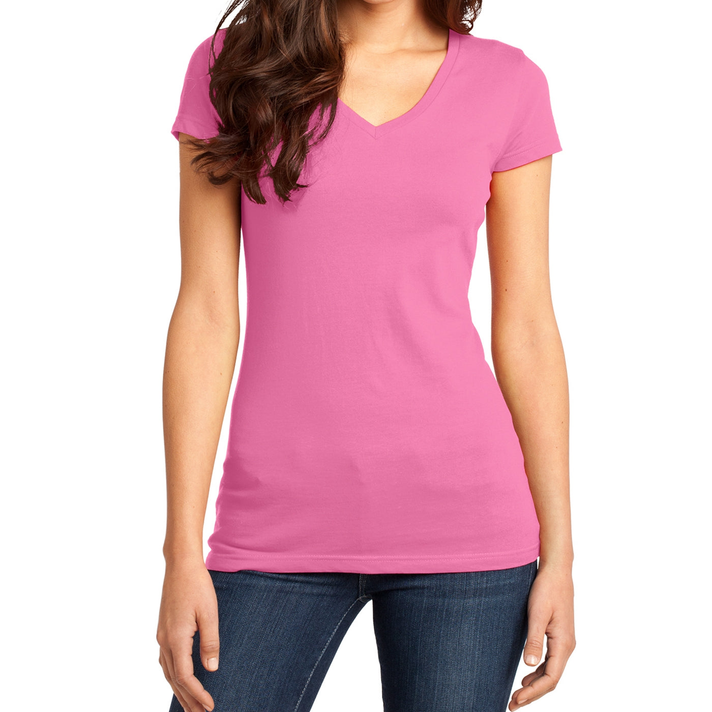 Women's Juniors Very Important Tee V-Neck - True Pink
