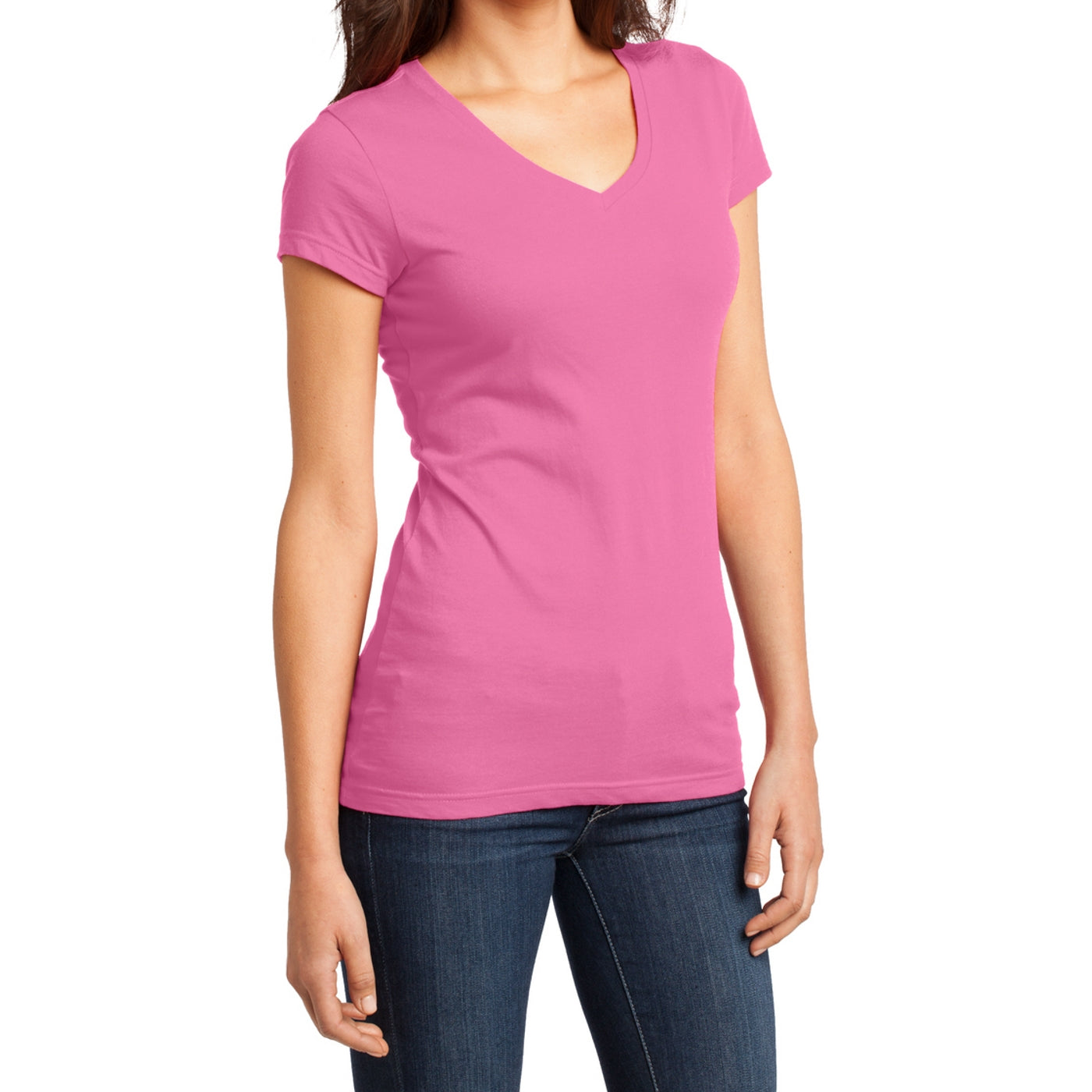 Women's Juniors Very Important Tee V-Neck - True Pink