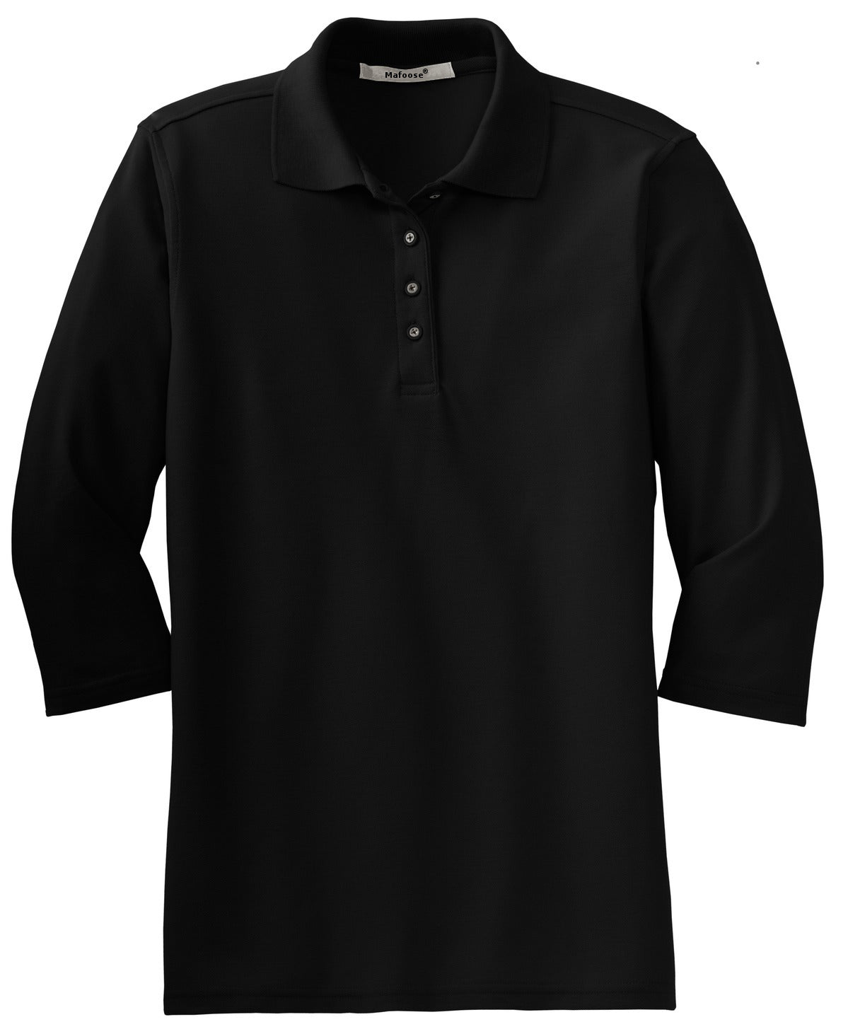 Women's Soft Silk Touch 3/4-Sleeve Classic Polo Top Black