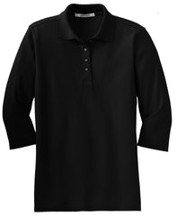 Mafoose Women's Silk Touch Ã‚Â¾ Sleeve Polo Shirt Black-Front