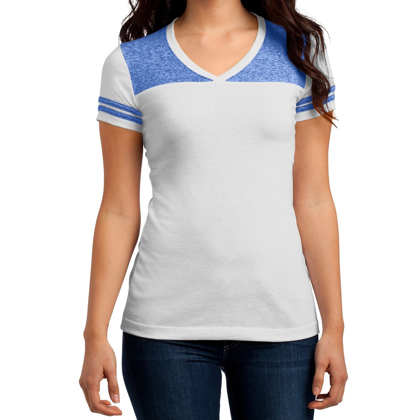 Women's Juniors Varsity V-Neck Tee - White/ Deep Royal