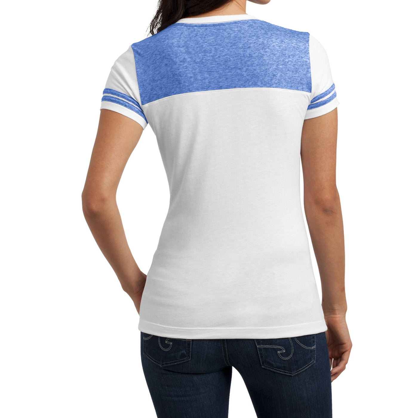 Women's Juniors Varsity V-Neck Tee - White/ Deep Royal