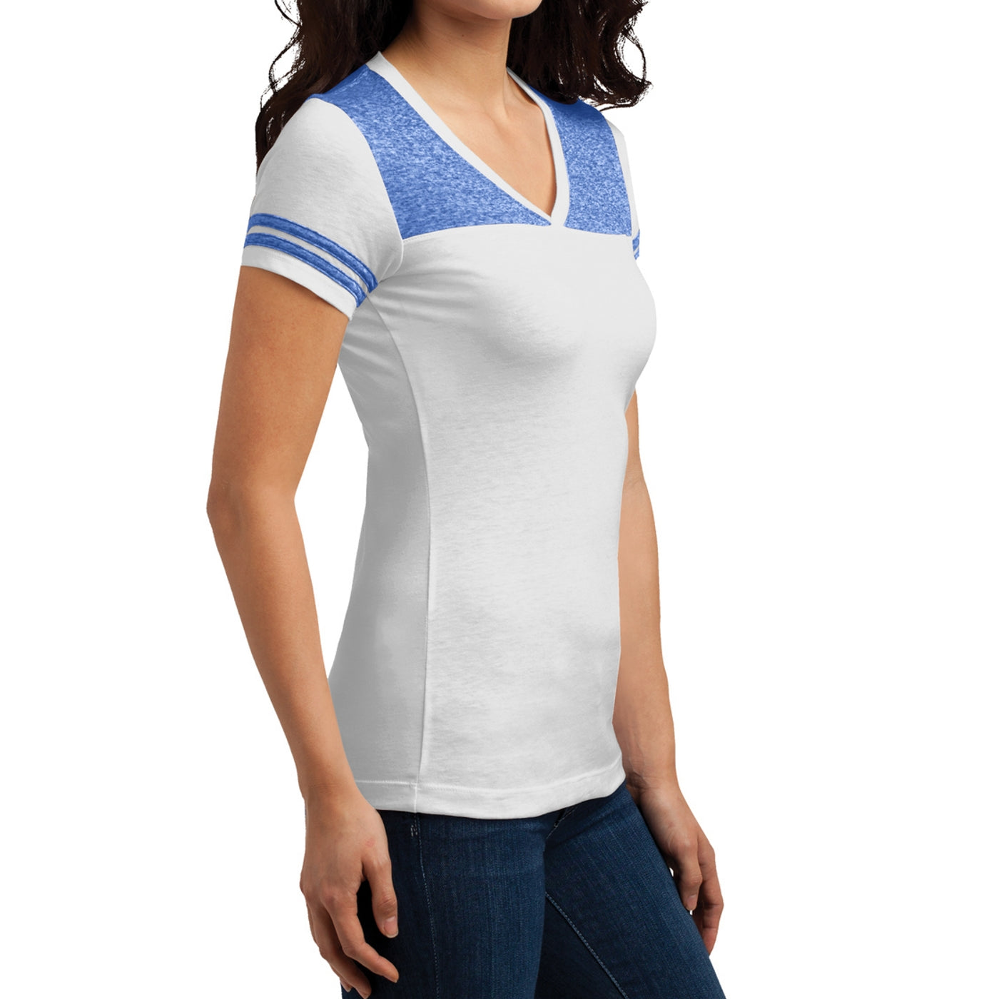 Women's Juniors Varsity V-Neck Tee - White/ Deep Royal