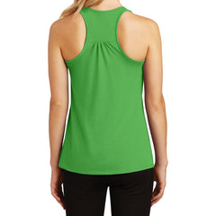 Womens Solid Gathered Racerback Tank - Apple Green - Back