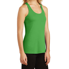 Womens Solid Gathered RacerSide Tank - Apple Green - Side