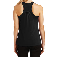 Womens Solid Gathered Racerback Tank - Black - Back