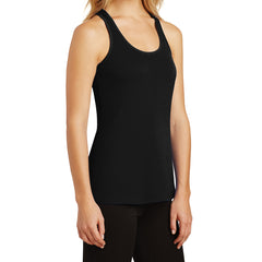 Womens Solid Gathered RacerSide Tank - Black - Side