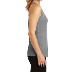 Womens Solid Gathered RacerSide Tank - Heathered Nickel - Side