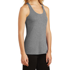 Womens Solid Gathered RacerSide Tank - Heathered Nickel - Side