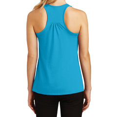Womens Solid Gathered Racerback Tank - Light Turquoise - Back