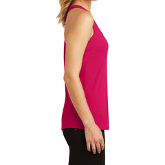 Womens Solid Gathered RacerSide Tank - Watermelon - Side