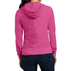 Women's Juniors Jersey Full-Zip Hoodie Dark Fuchsia Heather - Back