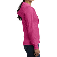 Women's Juniors Jersey Full-Zip Hoodie Dark Fuchsia Heather - Side
