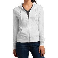 Women's Juniors Jersey Full-Zip Hoodie White - Front
