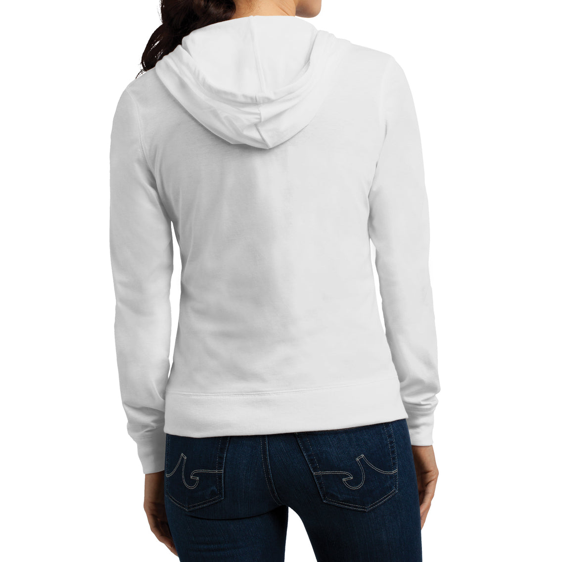 Women's Juniors Jersey Full-Zip Hoodie White - Back