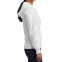 Women's Juniors Jersey Full-Zip Hoodie White - Side