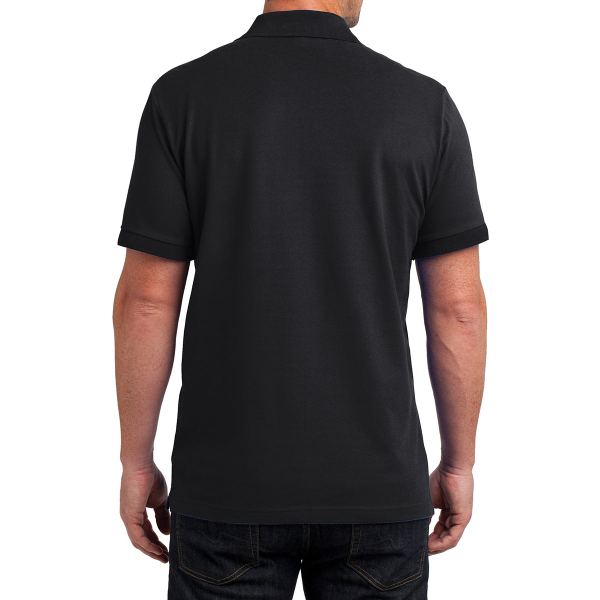 Mens Stretch Pique Polo - Black - Back