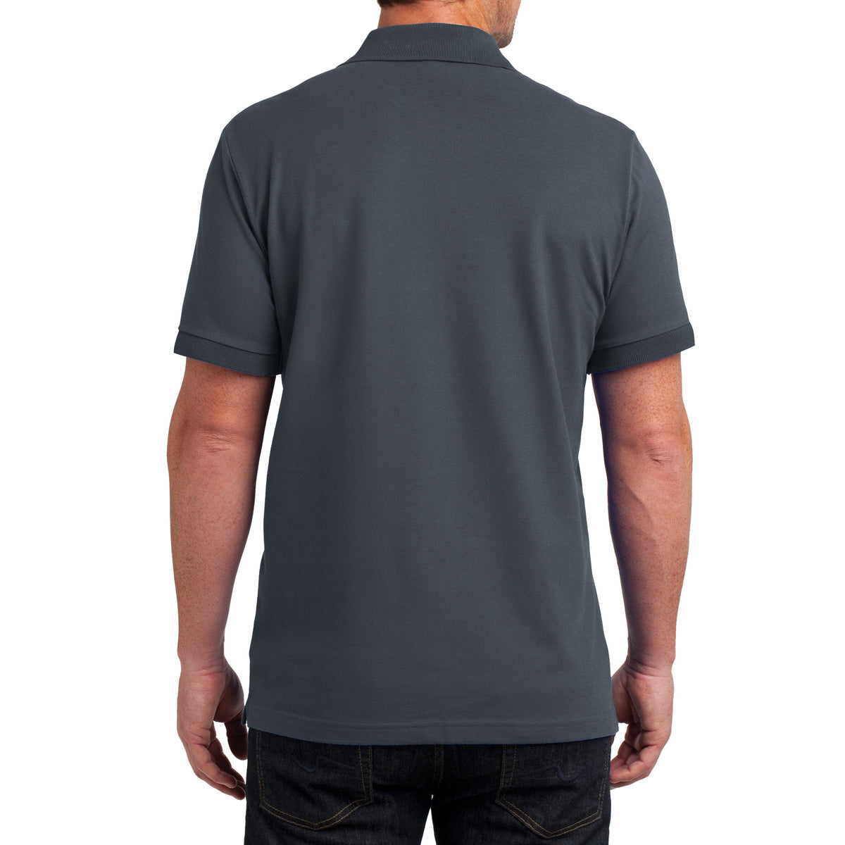 Mens Stretch Pique Polo - Grey Smoke - Back