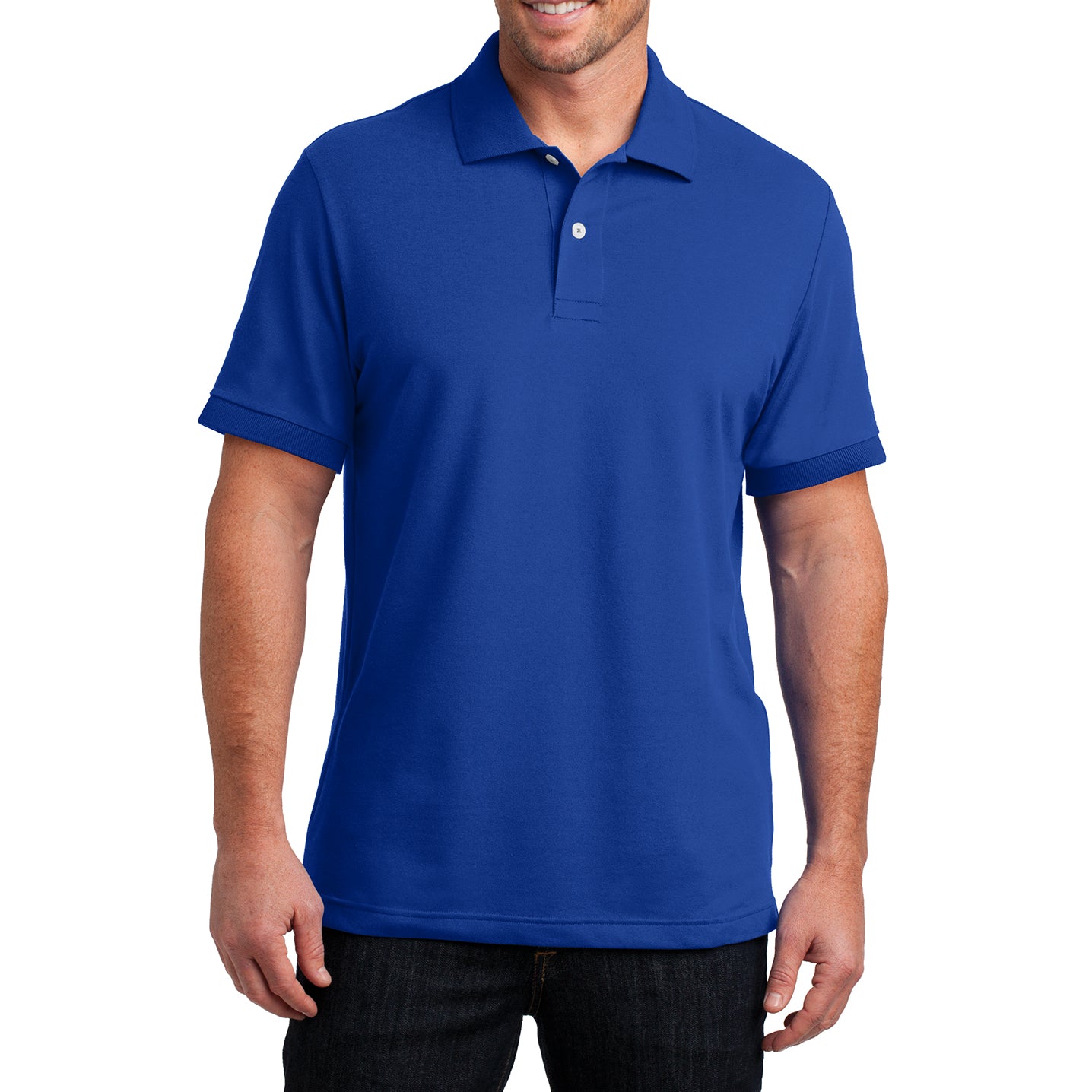 Mens Stretch Pique Polo - Royal - Front
