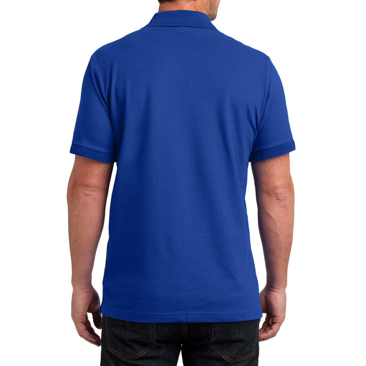 Mens Stretch Pique Polo - Royal - Back