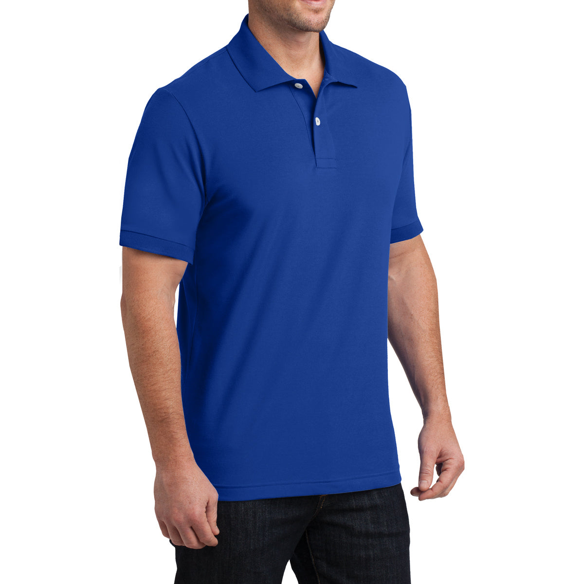 Mens Stretch Pique Polo - Royal - Side