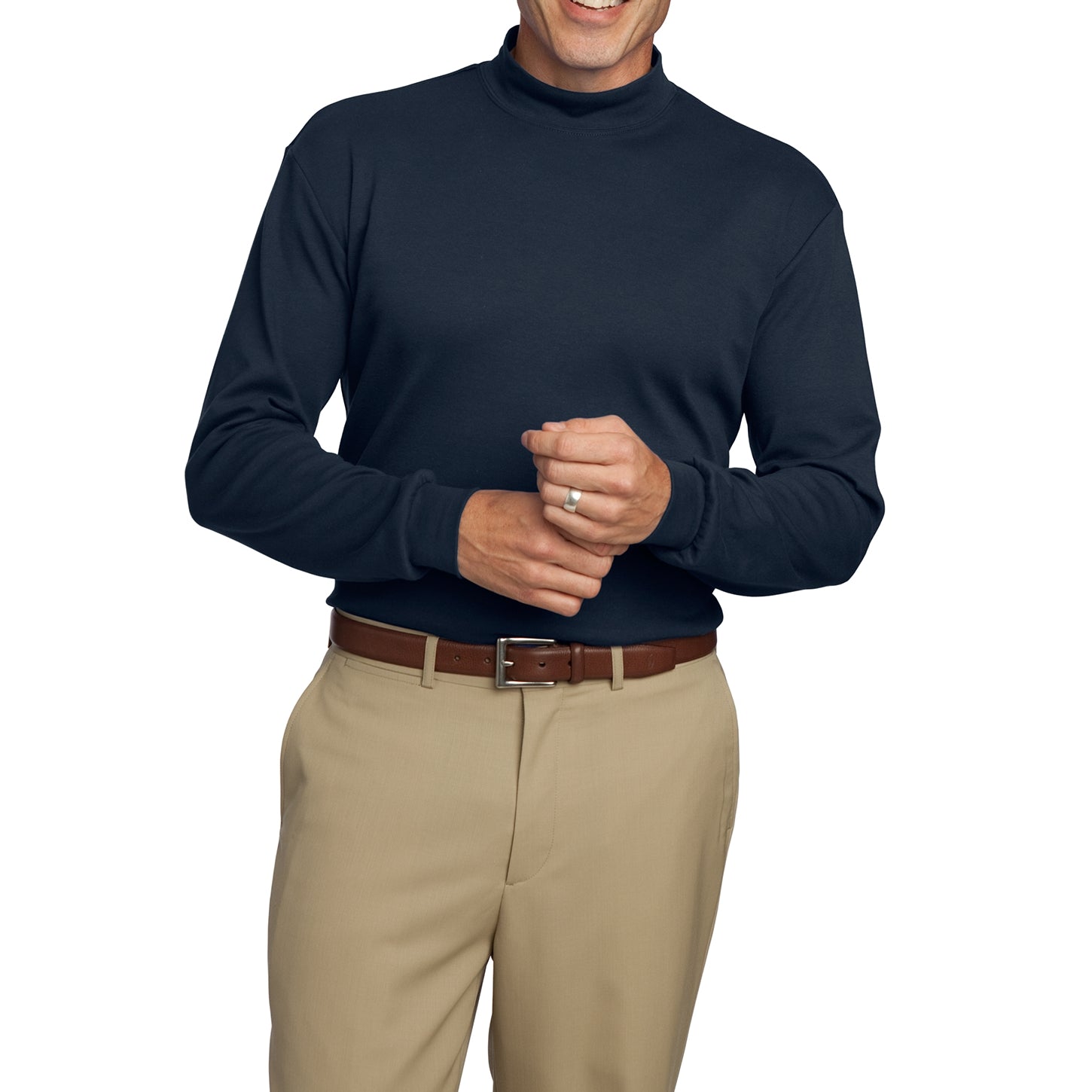 Men's Interlock Knit Mock Turtleneck Sweaters Black