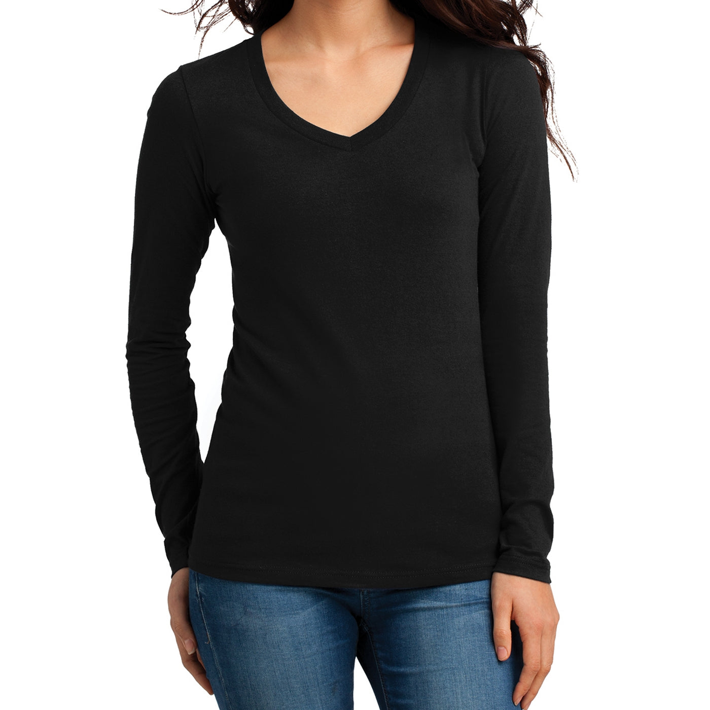 Women's Juniors The Concert Tee Long Sleeve V-Neck - Black